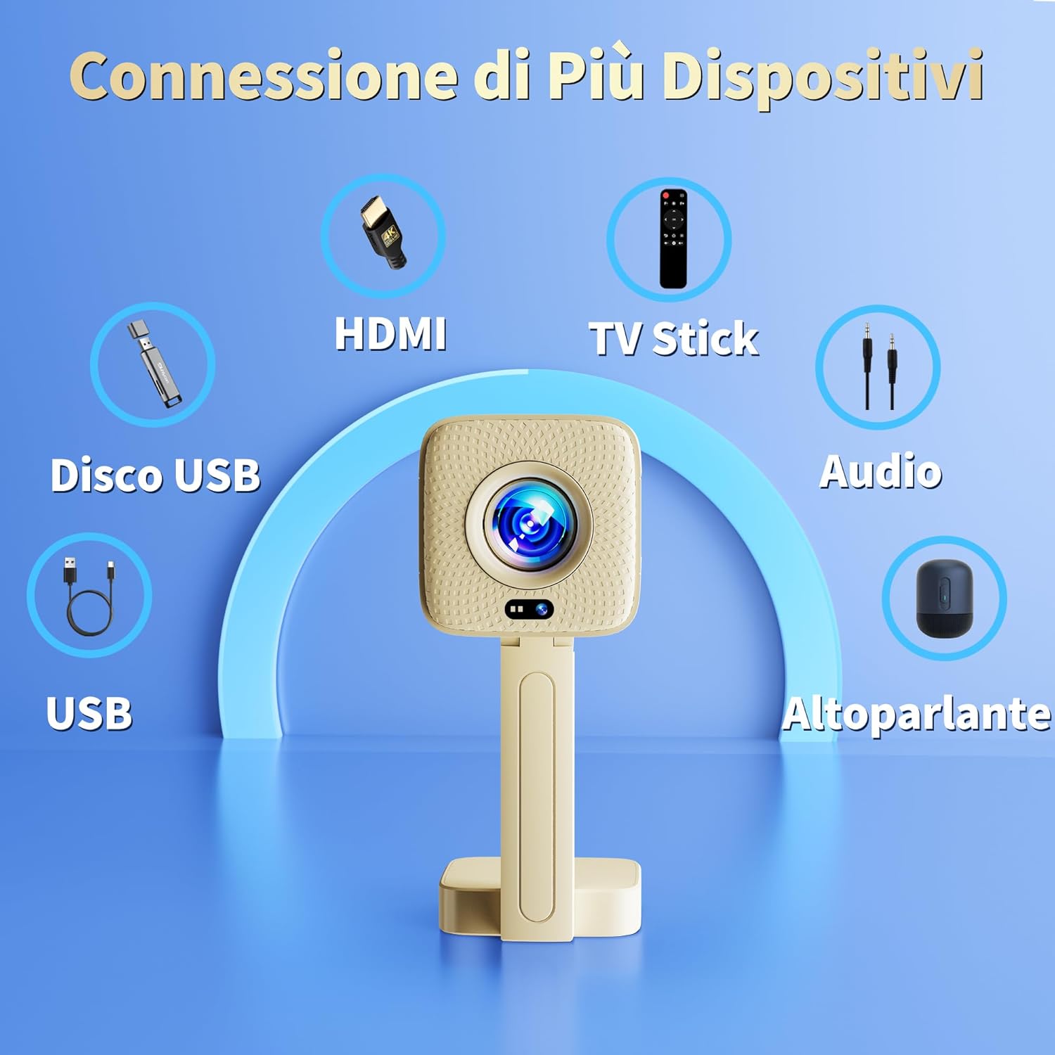 Detalle de Mini Projector 4K MENIOO con WiFi 6, Bluetooth 5.4 e Autofocus Auto Keystone