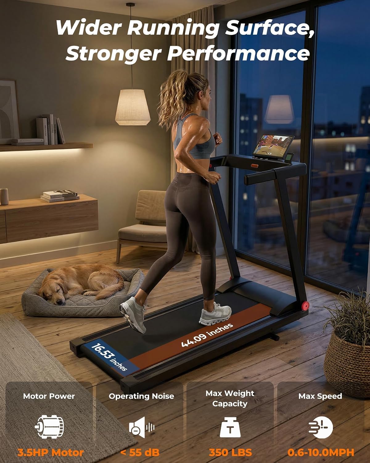 Detalle de Superun Treadmills for Home with Incline and Handles, 3.5 HP Foldable Walking Pad