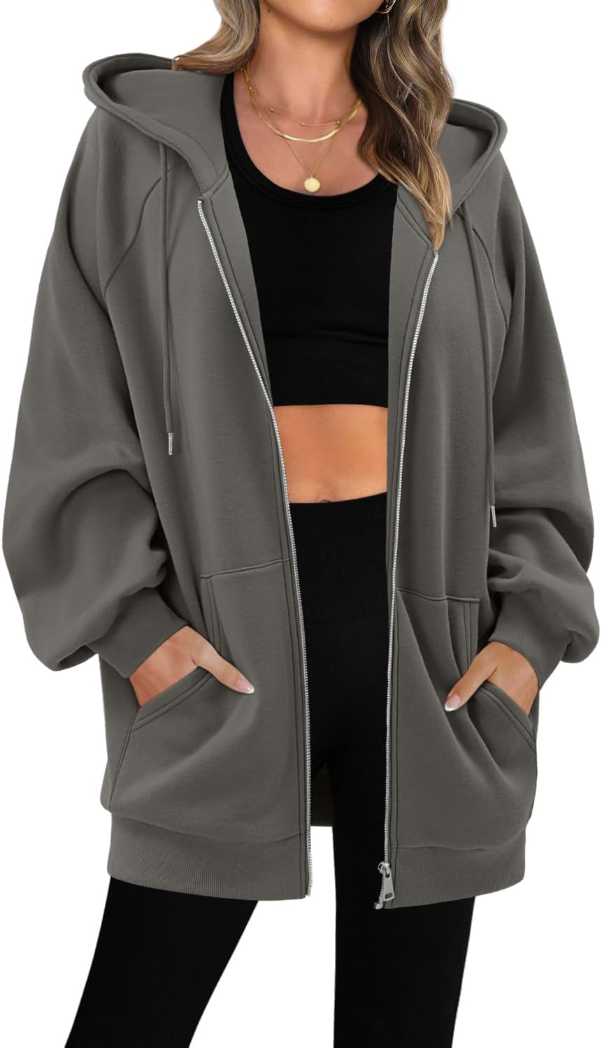 Detalle de CHICZONE Women's Zip-Up Hoodie with Pockets, Long Sleeves and Hood