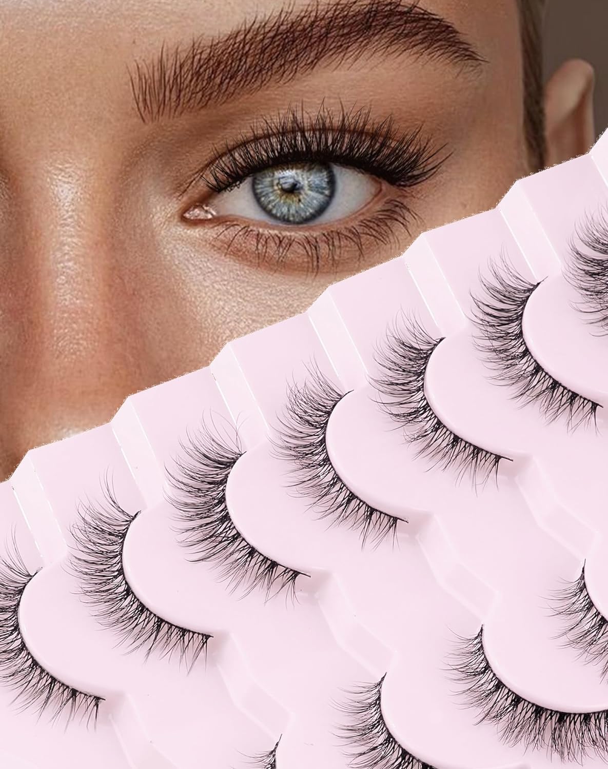 Detalle de Onlyall Wimpern Natürliche Wispy Lashes – 6-13 mm, 7 Paare, D1