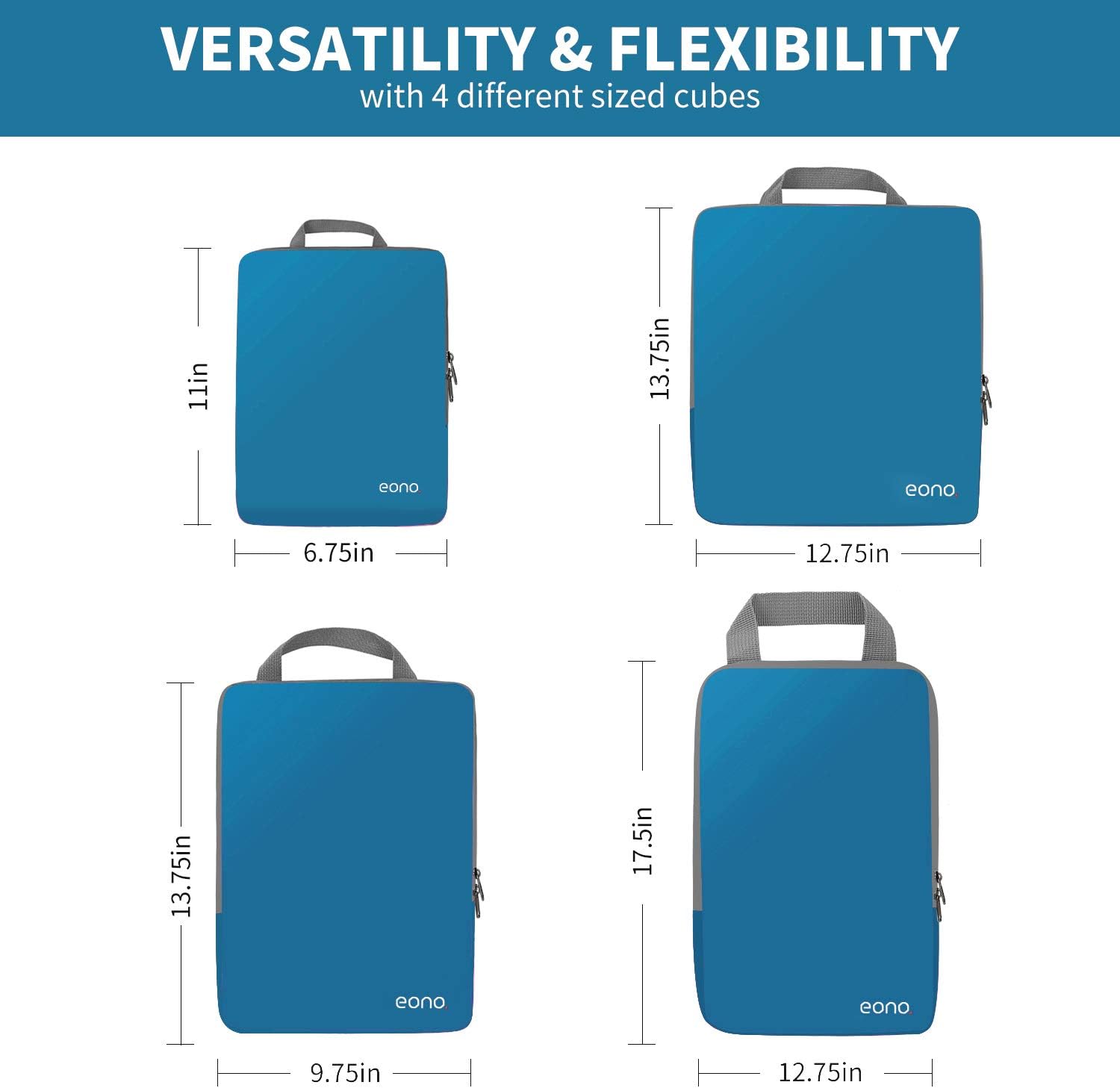 Thumbnail 1 de Eono by Amazon – Komprimierbare Packwürfel (4-teilig) dunkelblau | Gepäckorganiser für Tasche, Rucksack und Koffer