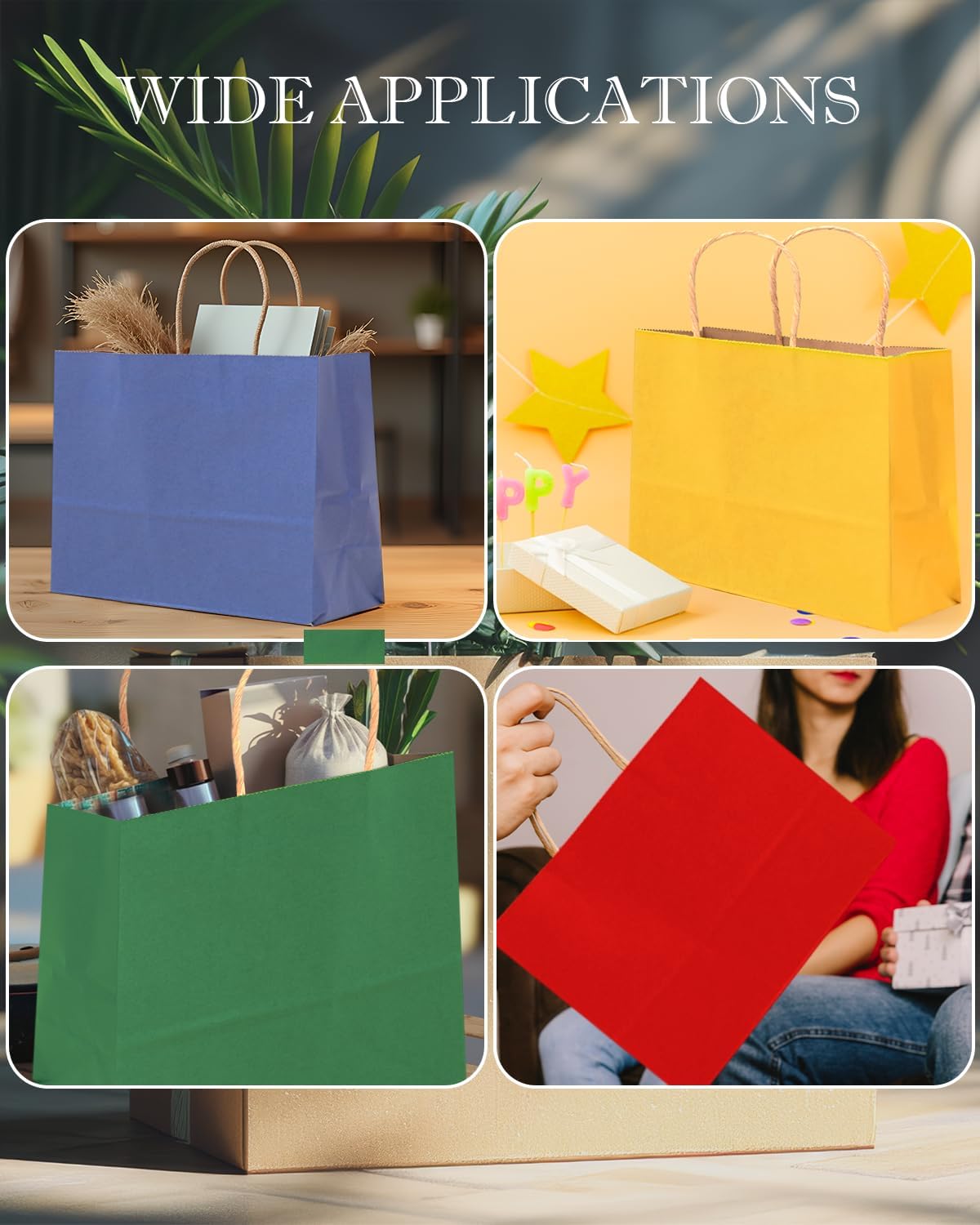 Thumbnail 3 de Gcardist 60PCS Gift Paper Bags 32x25x11cm Large with Handles – Colourful Bulk Gift Bags for Parties