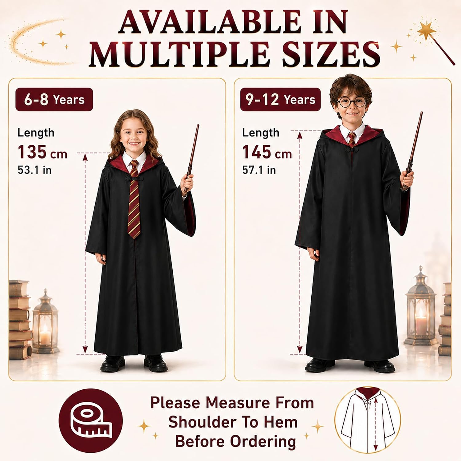 Detalle 2 de CVJJZ Wizard Costume Accessories Set, 4-Piece with Black Robe