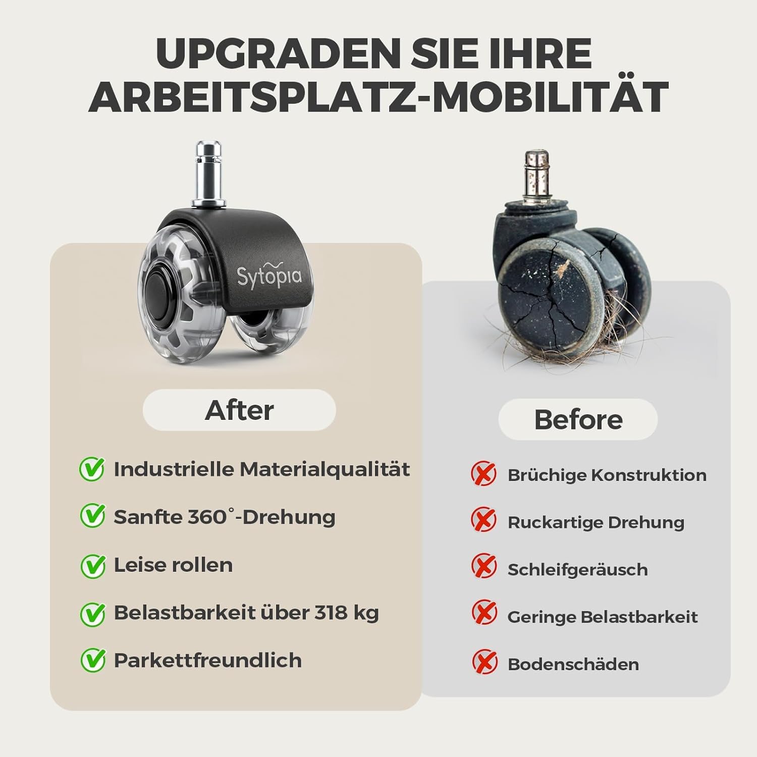 Thumbnail 6 de Sytopia Bürostuhl Rollen 11 × 22 mm, 5er Set