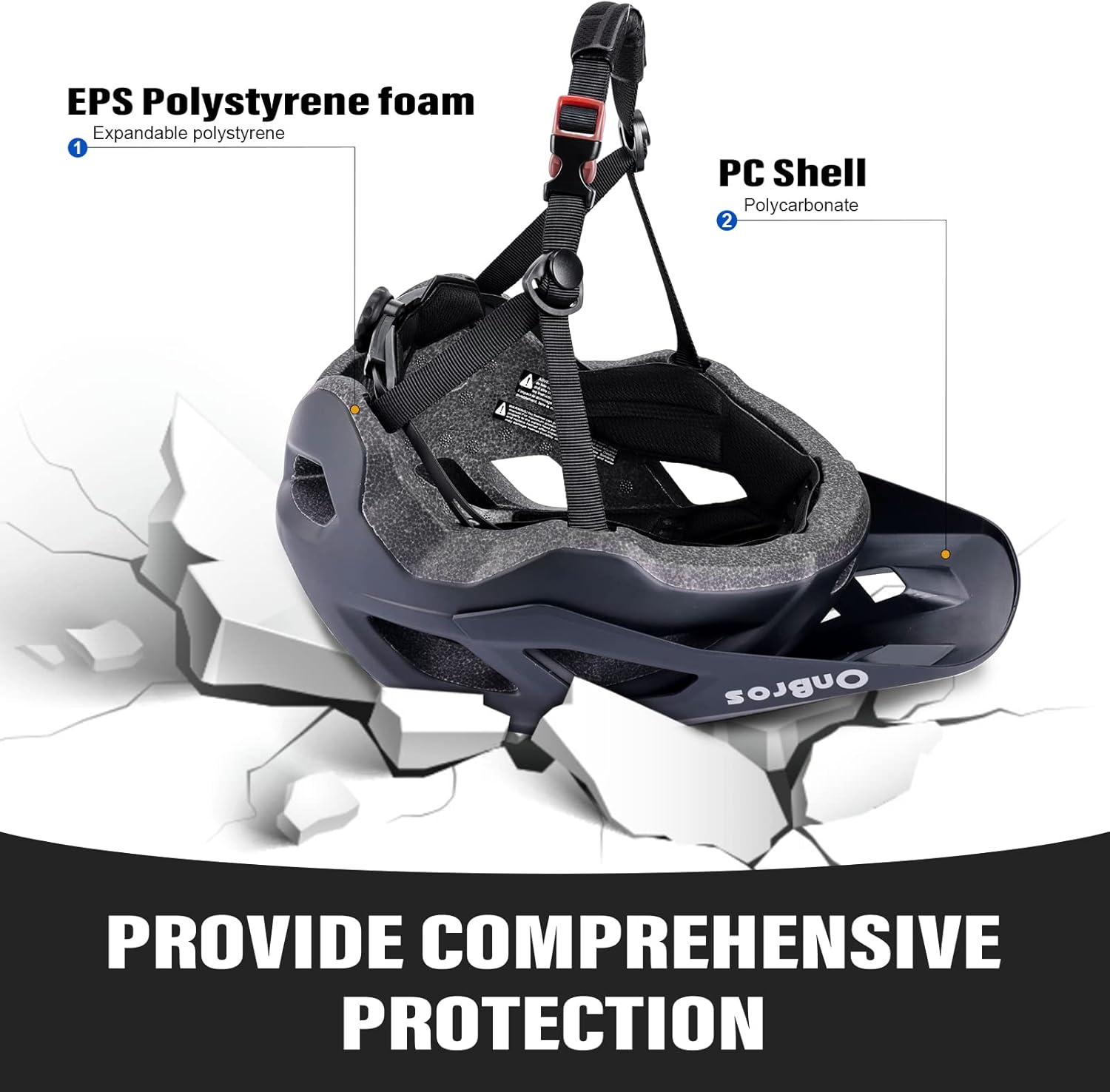 Thumbnail 5 de OnBros Cycle Helmet for Men and Women: Lightweight, Multi-Sport MTB/Urban Helmet with Visor