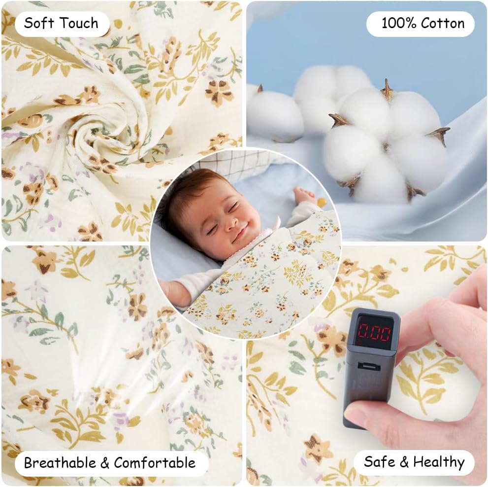 Thumbnail 4 de Aolso Breastfeeding Cover: Muslin Cotton Nursing Cover with Adjustable Straps (White-Flower)