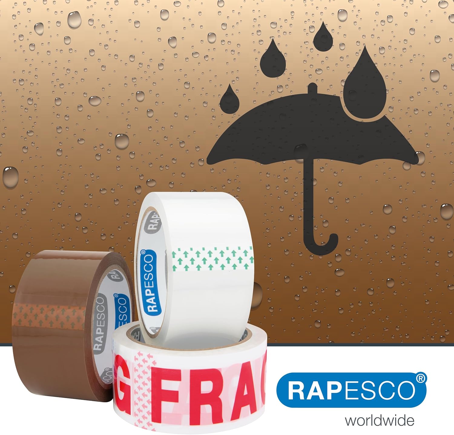 Detalle de RAPESCO 1687 Rotoli Nastro da Imballaggio 50 mm x 50 m – 6 rotoli (2 Marroni, 2 Trasparenti, 2 FRAGILE)