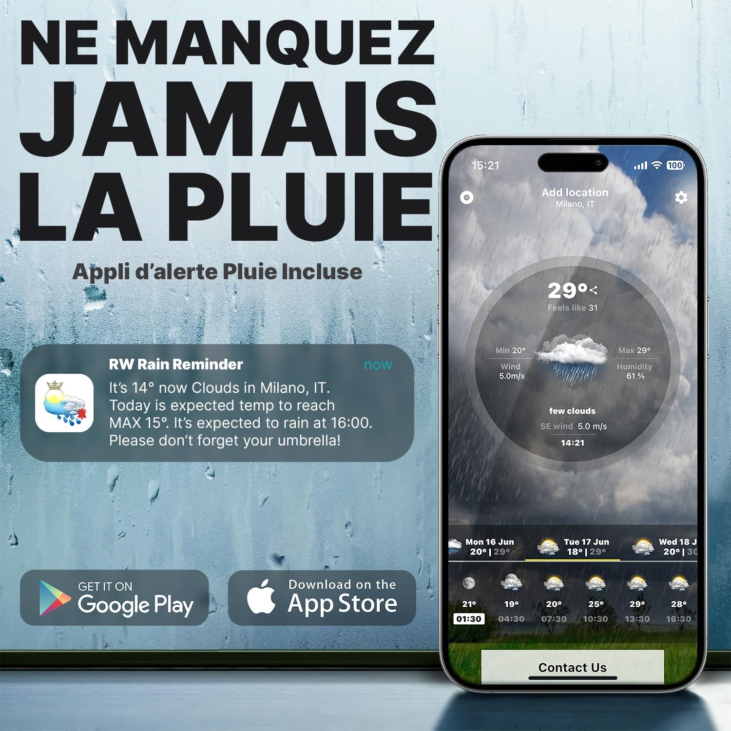 Thumbnail 5 de Royal Walk Parapluie Automatique XXL pour deux – résistant au vent, manche en bois, 16 baleines et ouverture one‑touch