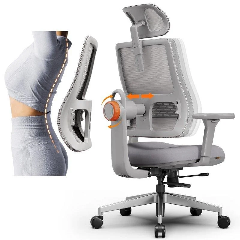 Detalle de Newtral MAGICH003 silla de oficina gris con soporte lumbar adaptativo y reposabrazos 3D