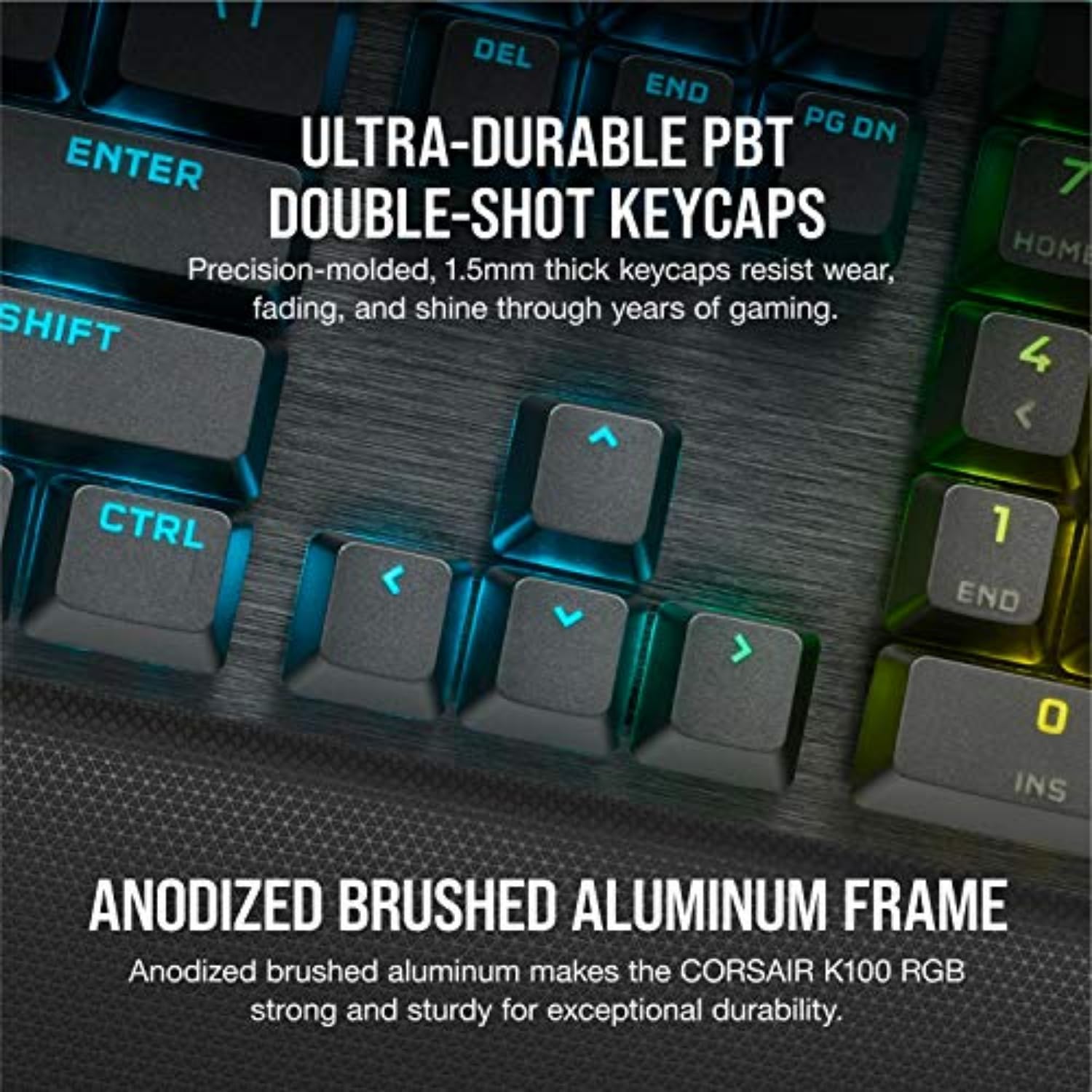Thumbnail 6 de Corsair K100 RGB Mechanical Gaming Keyboard (Cherry MX Speed RGB Silver) — PBT Double-Shot, iCUE Compatible, NA QWERTY, Black