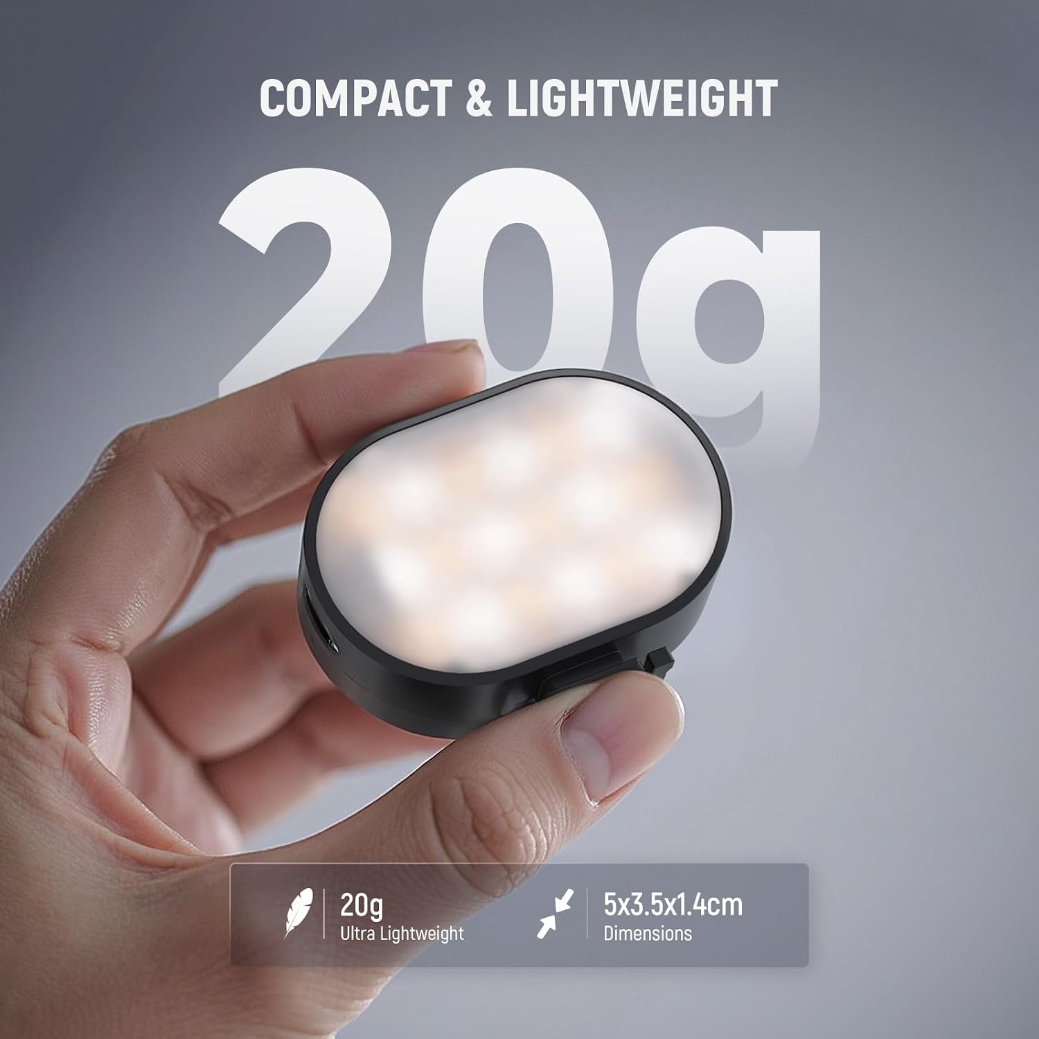Detalle de NEEWER N14 mini lampe vidéo magnétique d’appoint (1 W) pour téléphone, Action Cam et accessoires AC024