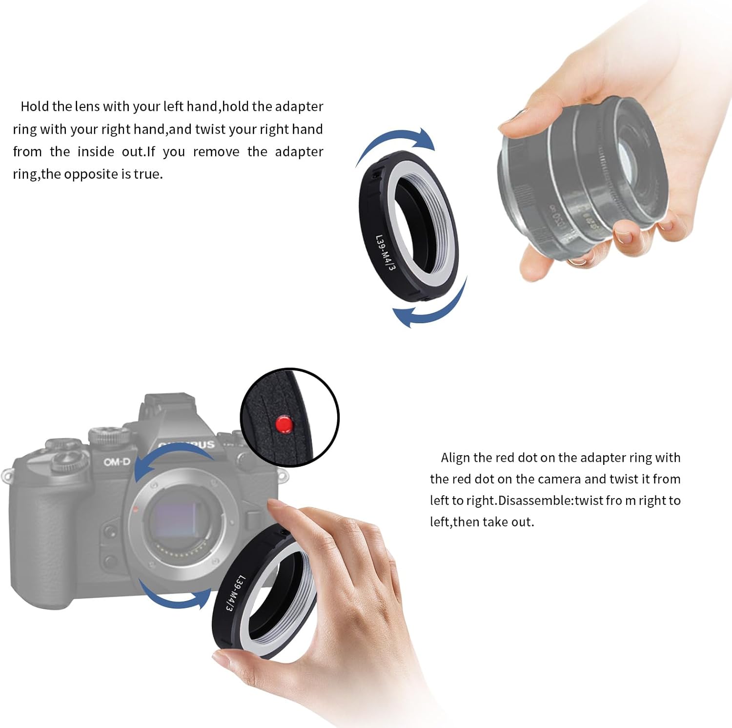Detalle 2 de L39-M4/3 Lens Adapter: LM L39/LTM to Micro Four Thirds—Manual, Vintage Lens Compatibility