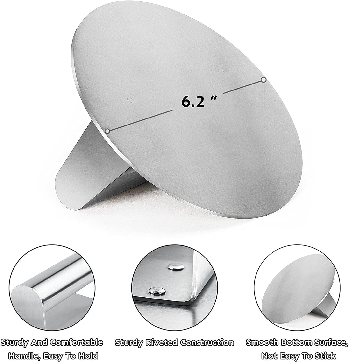 Thumbnail 4 de HULISEN Stainless Steel Burger Press, 6.2 inch Round – Durable Smash Press for Flat Top Griddles