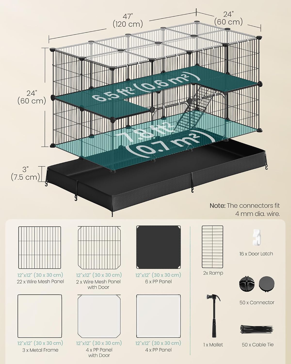 Thumbnail 5 de SONGMICS Steel Pet Playpen