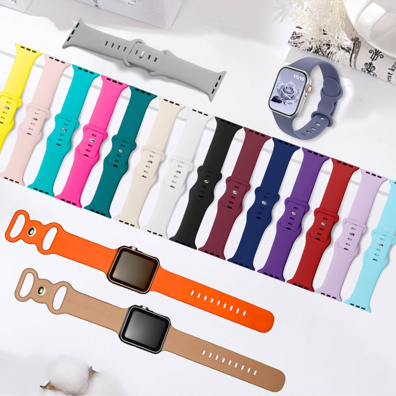 Detalle de Anpexolite 18PK-Parent 18-Pack Silicone Apple Watch Bands with Organizer