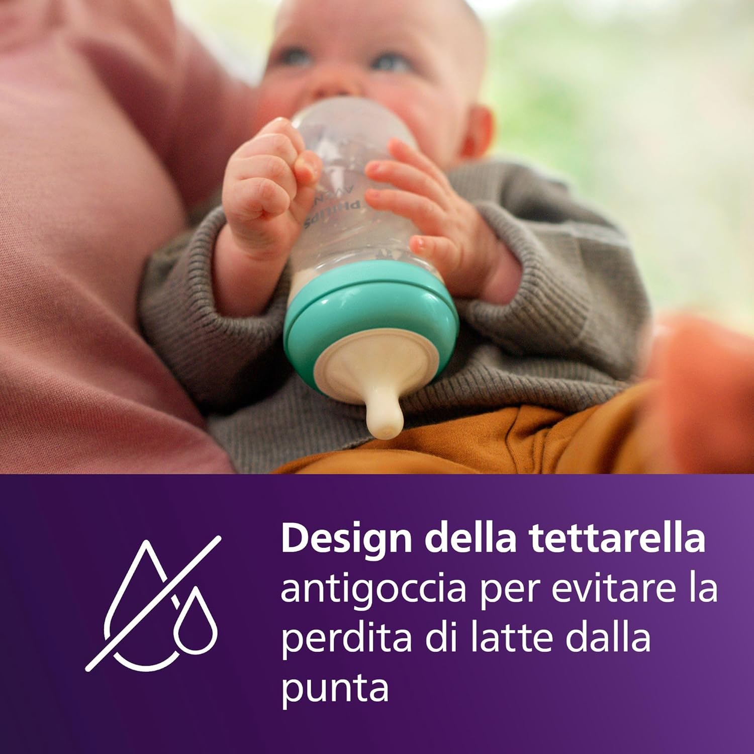 Detalle de Philips Avent Natural Response Biberon 260 ml (3 pezzi) con tettarella flusso medio, design tropicale SCY903/73