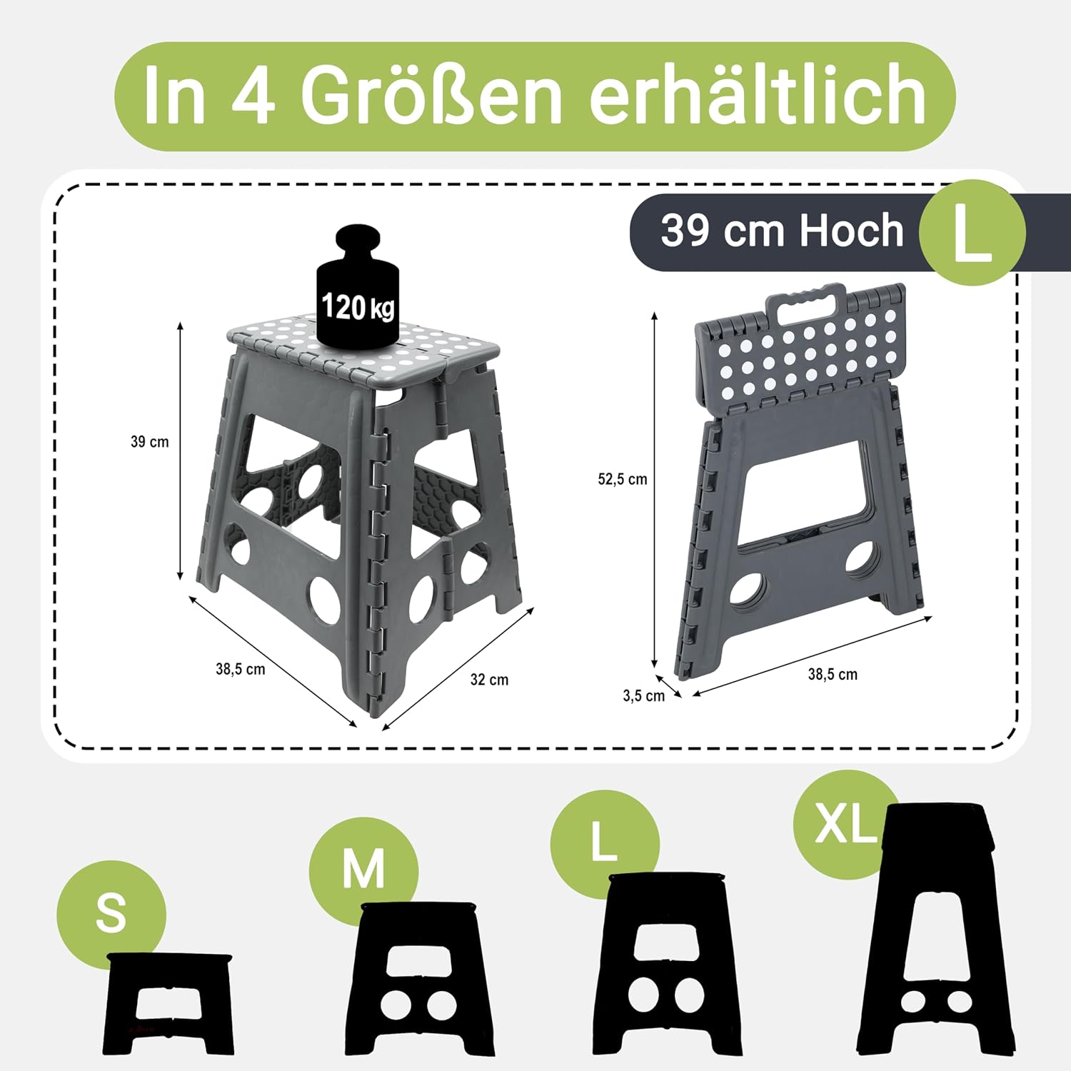Thumbnail 1 de ZOLLNER Tritthocker faltbar – Klapphocker bis 120 kg, 39 cm, anthrazit