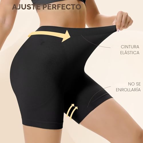 Detalle de YouShow 3 Pack: Pantalón Antirozaduras para Mujer (Bajo Falda) – Negro, Blanco y Beiges, Talla XXL