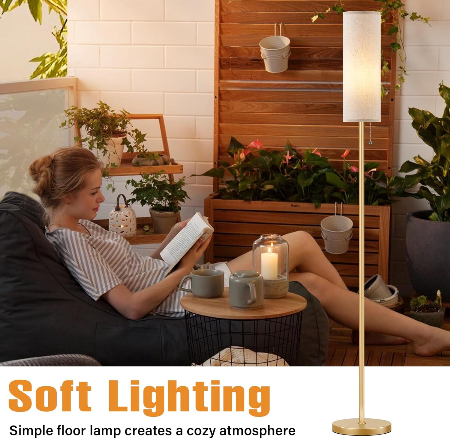 Thumbnail 3 de Aooshine Gold Floor Lamp 3 Colour Temperatures