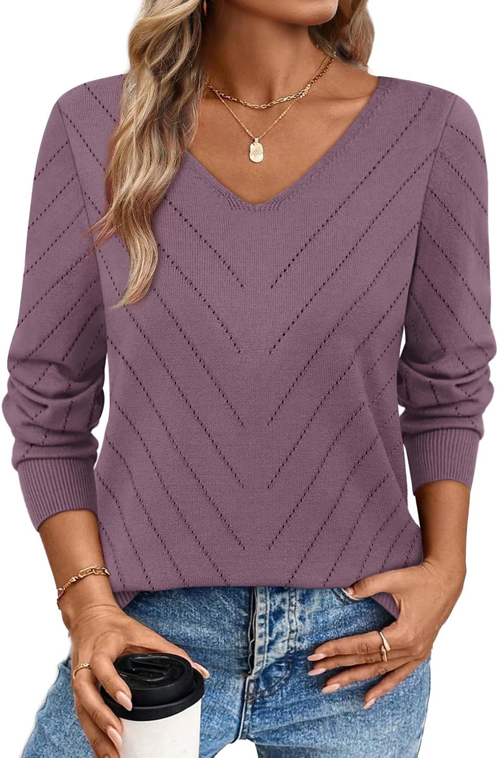 Thumbnail 1 de WIHOLL V Neck Lightweight Sweater 2026