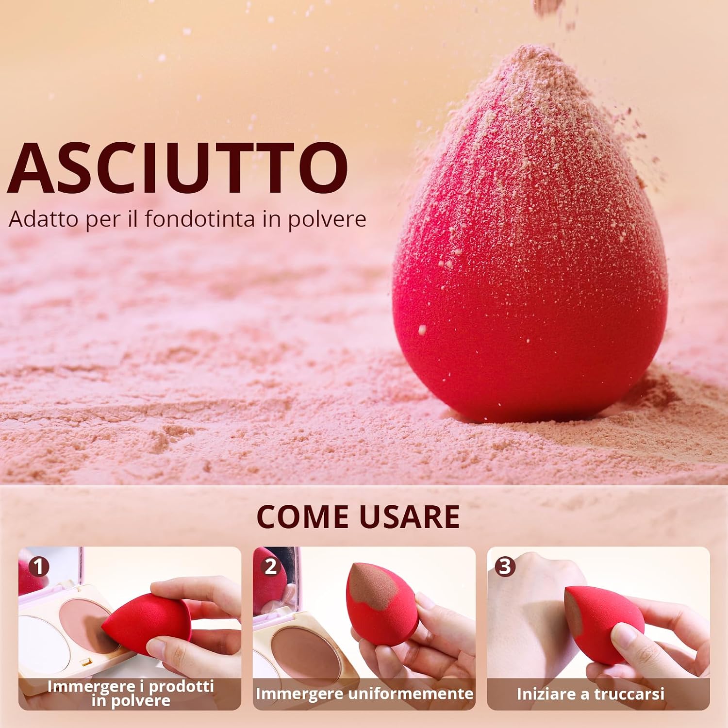 Detalle 2 de BEAKEY 5 pz spugnette trucco per fondotinta e polveri 🎨