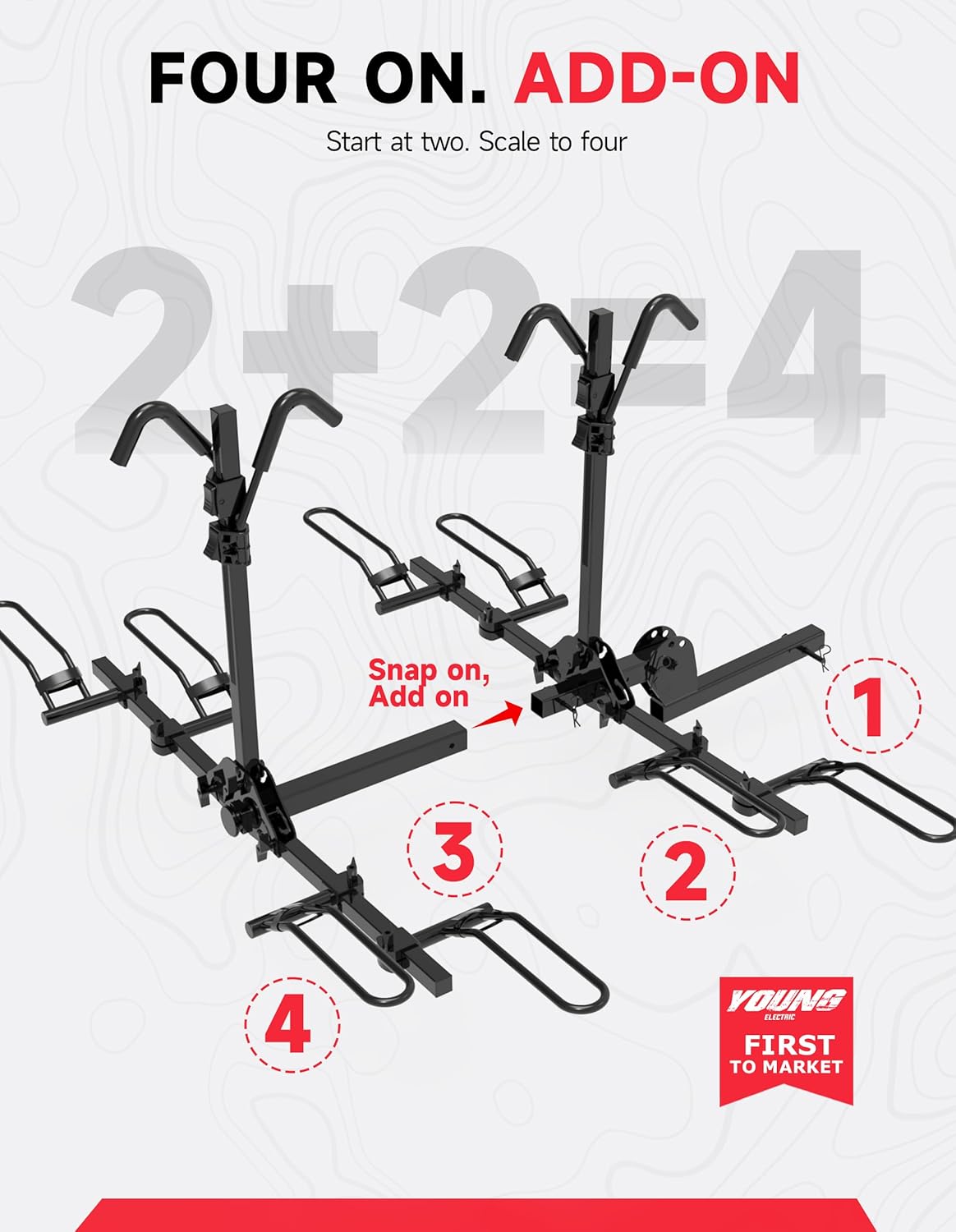 Detalle de Young 4-Bike Hitch Rack ⚙