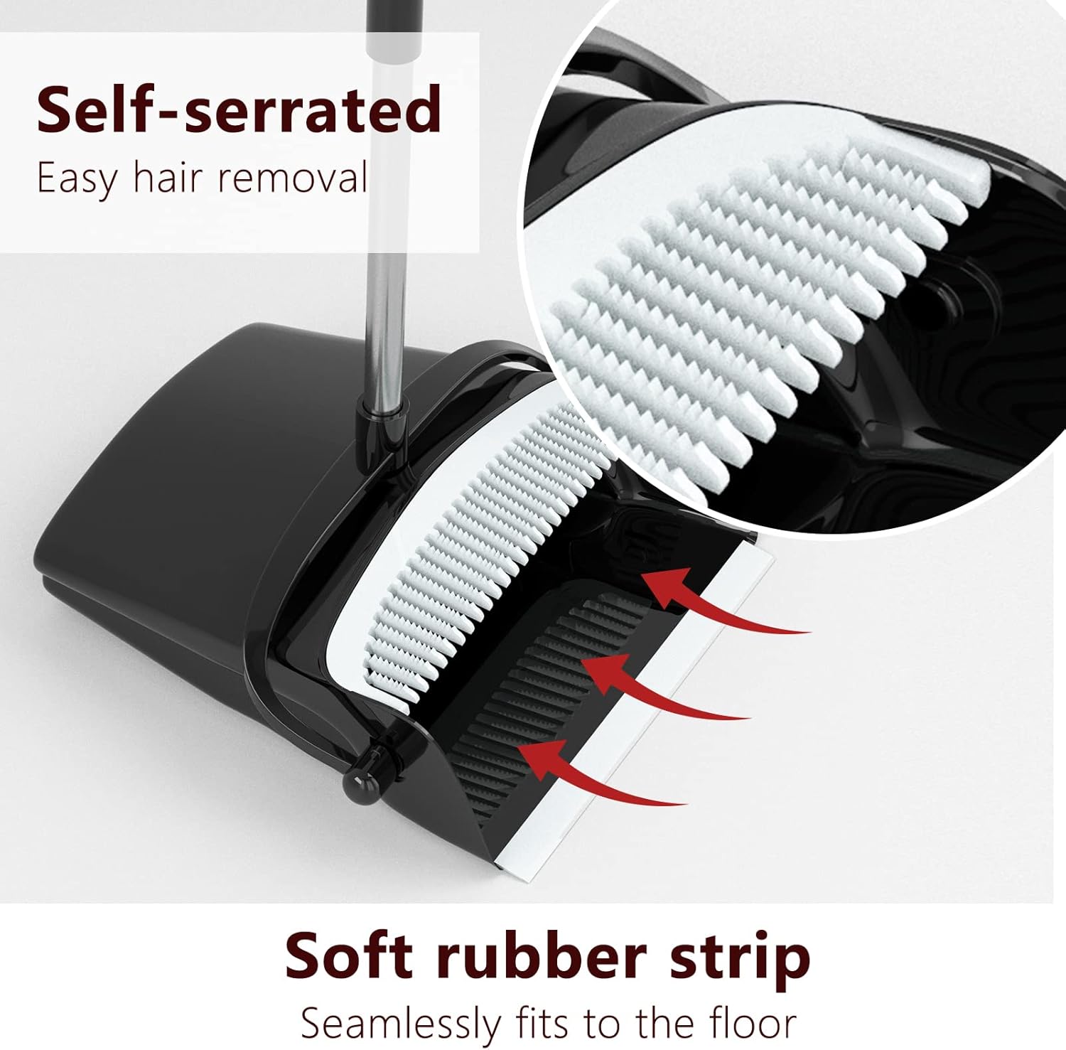 Thumbnail 1 de Broom with Dustpan Combo Set 54” Long Handle – Black & Grey