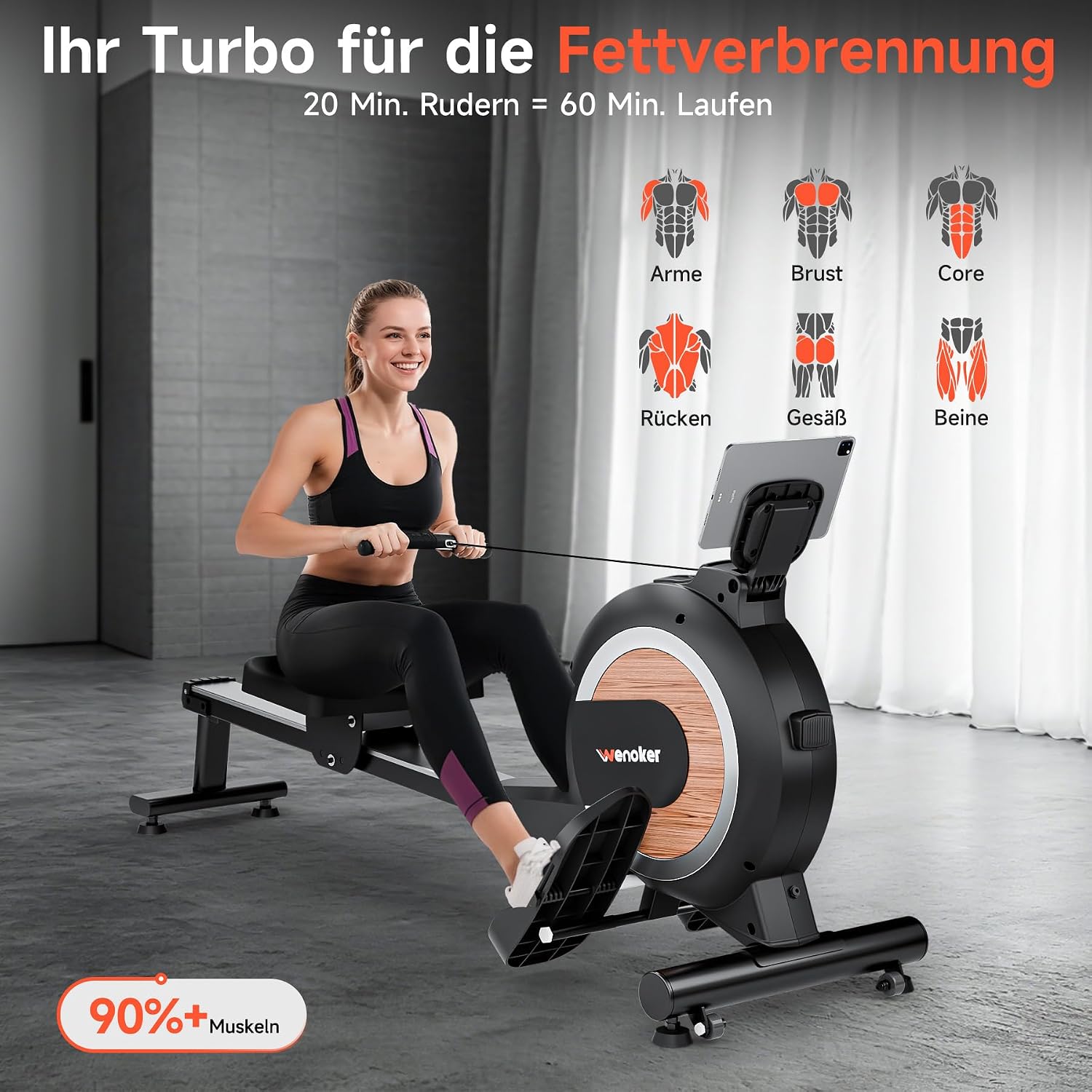 Thumbnail 5 de Wenoker Rudergerät 32 Stufen Widerstand mit App