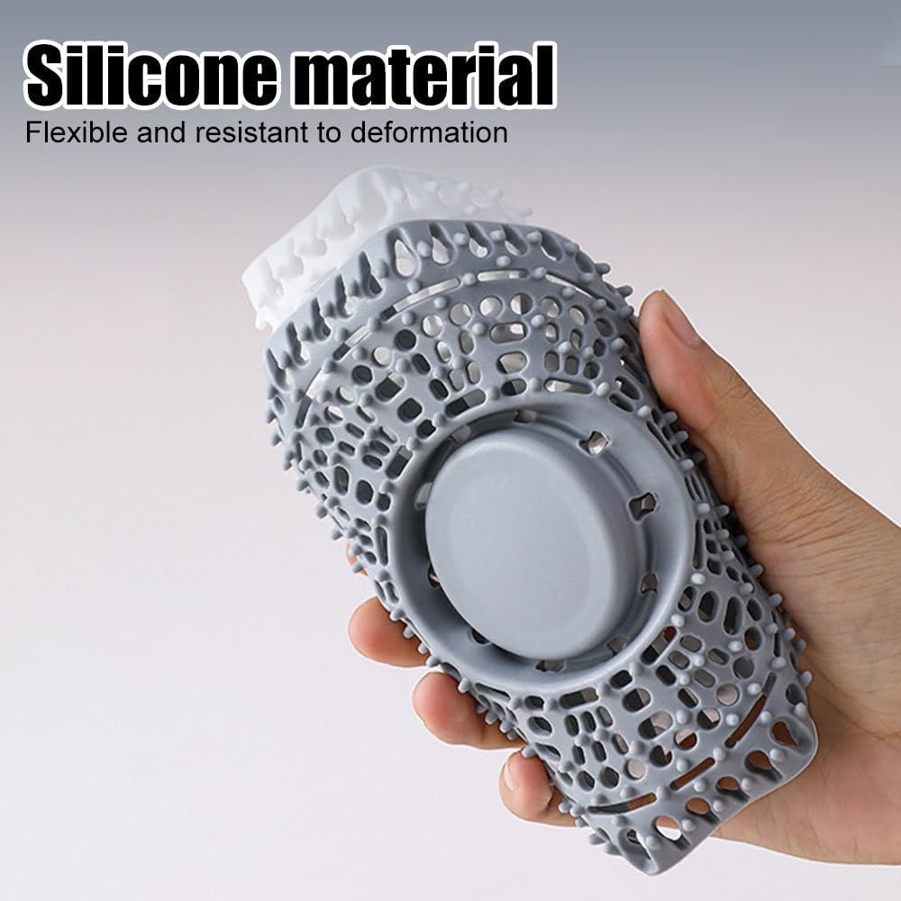 Thumbnail 2 de Shower Drain Hair Catcher – 2-Pack Silicone Anti-Clog Cover (Grey/White)