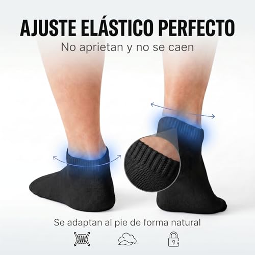 Detalle de PS PROUTHS 12 Pares: Calcetines tobilleros 90% algodón para hombre y mujer