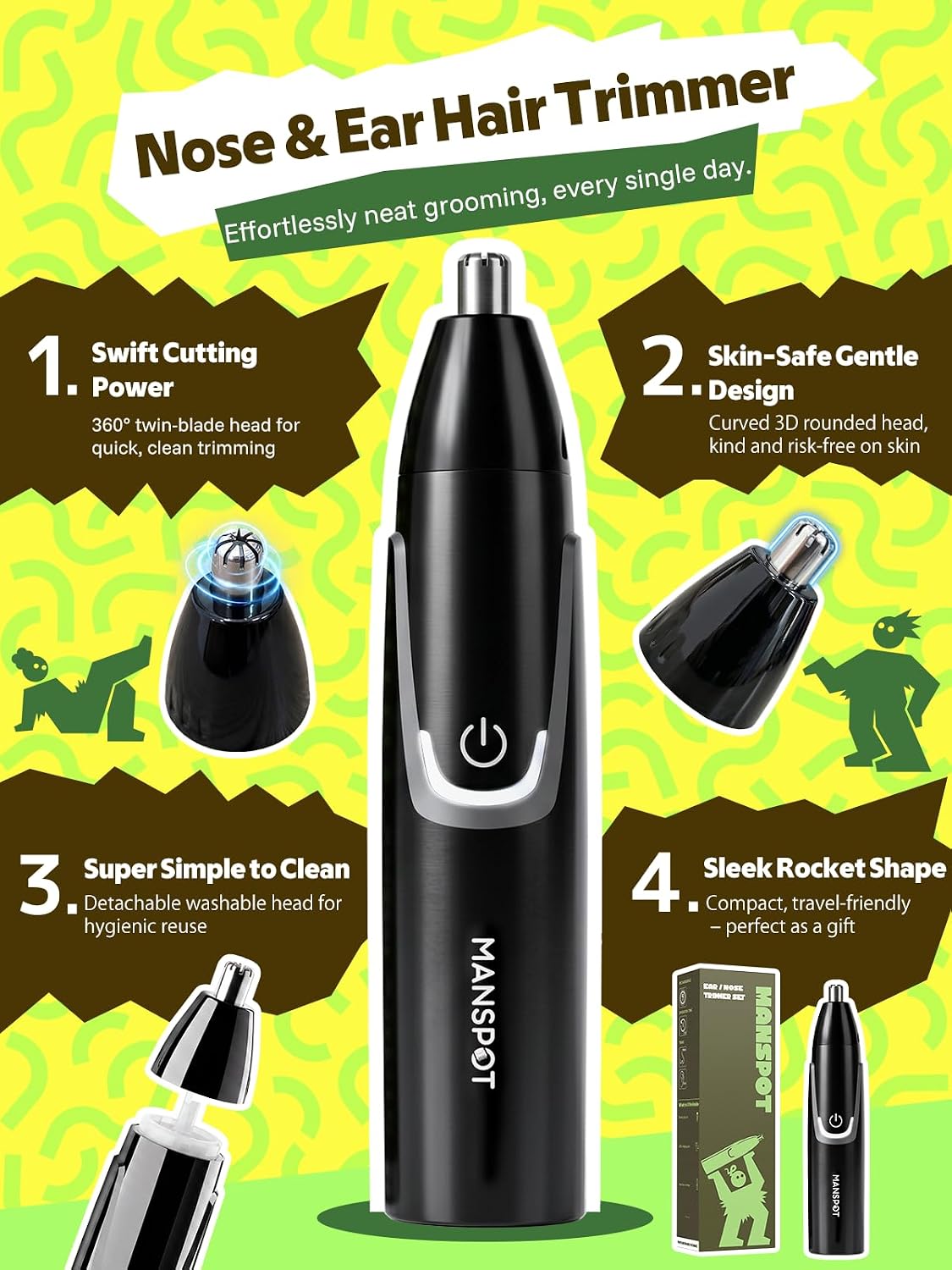 Thumbnail 2 de MANSPOT Nose Hair Trimmer, 90-minute runtime