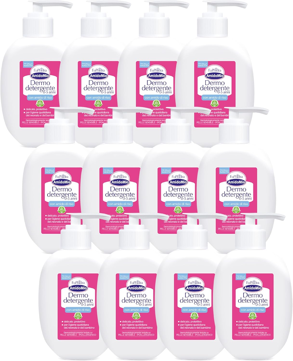 Detalle de Euphidra AmidoMio Dermo Detergente 12 Flaconi da 400 ml – Detersione delicata per bambini 0–5 anni