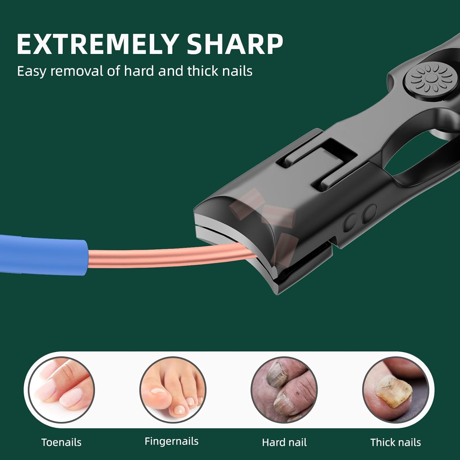 Detalle de VANWIN German Nail Clippers for Thick Nails – Large Wide Jaw with Anti-Splash Catcher