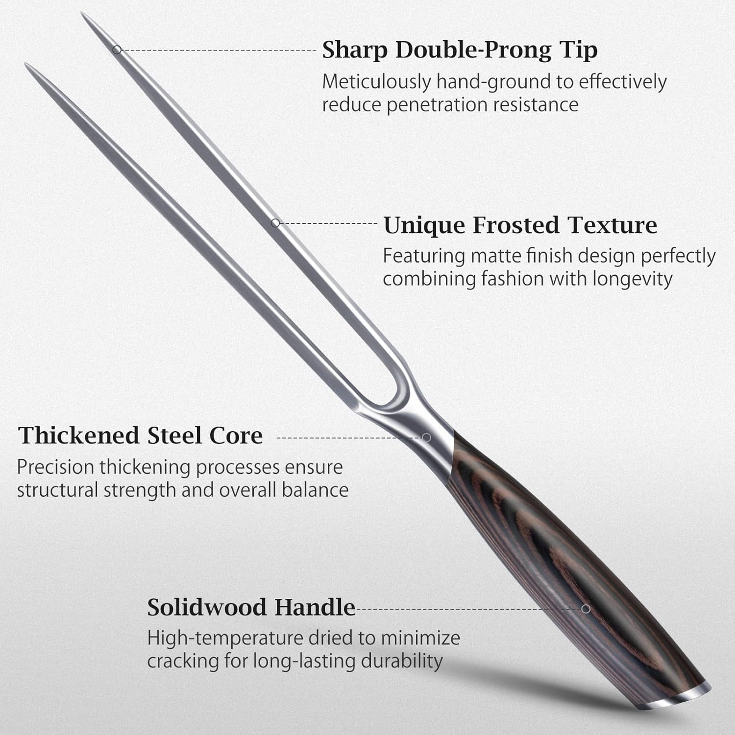 Detalle de HOSHANHO 7-Inch Meat Fork — Razor-Sharp Double-Prong Carving Fork for Meat