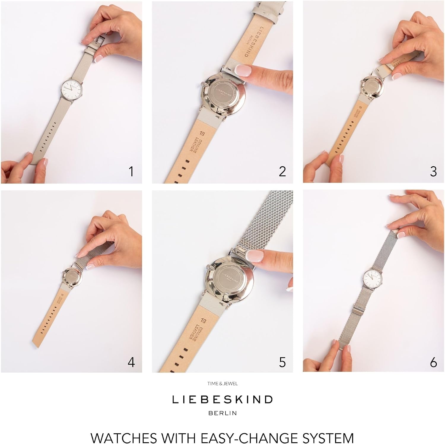Thumbnail 6 de LIEBESKIND BERLIN Damen Armbanduhr – Rundes Gehäuse mit gemustertem Acetat-Topring, Lederarmband, Roségold