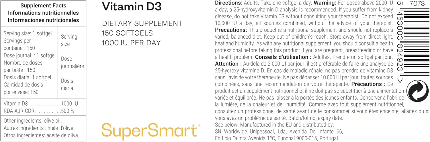 Thumbnail 1 de Vitamine D3 - Boost Immunitaire de Supersmart, 150 Softgels