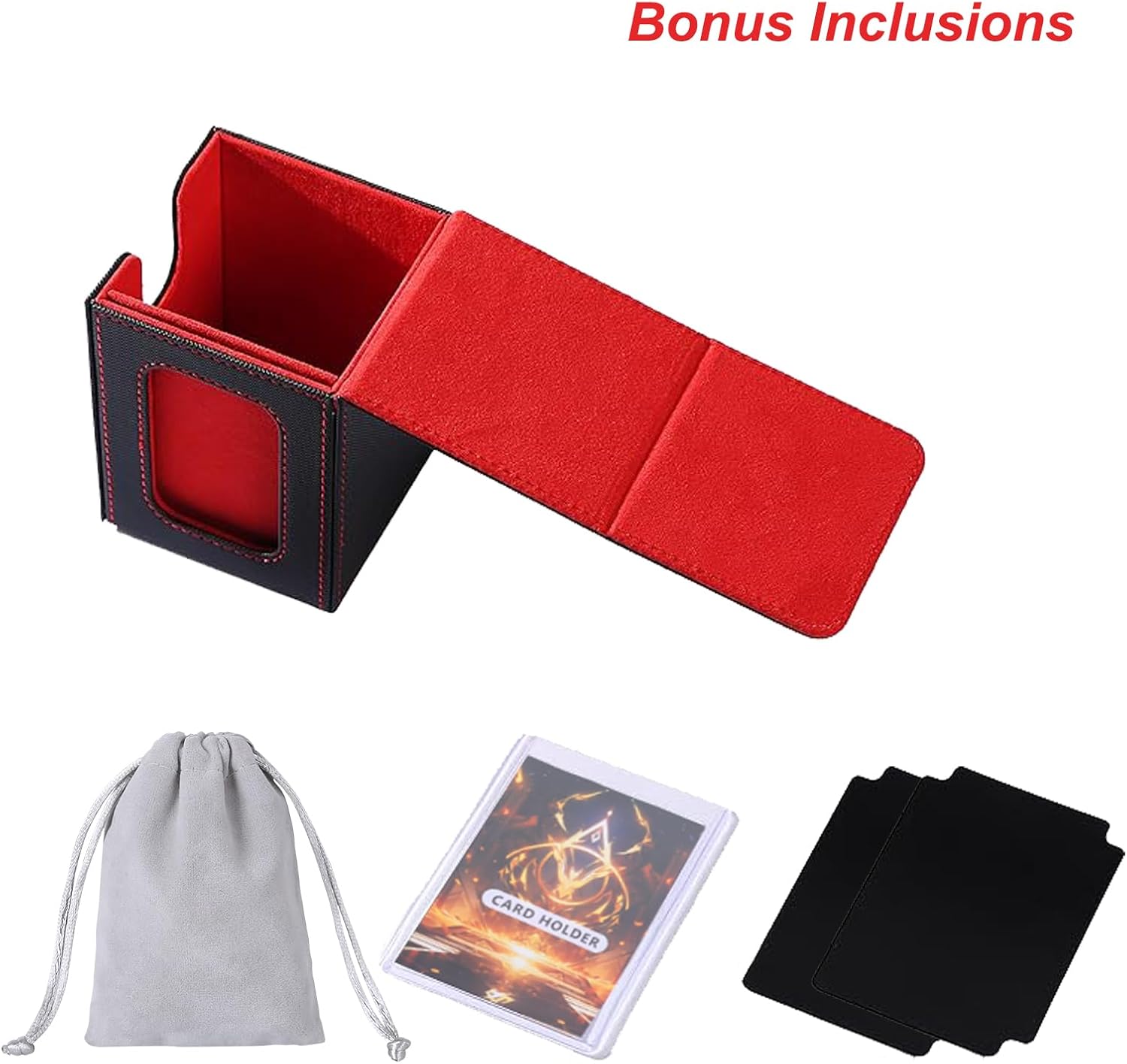 Thumbnail 5 de AFIING Commander MTG Deck Box for 100 Double-Sleeved Cards (with Dividers, Drawstring Bag & Toploader)