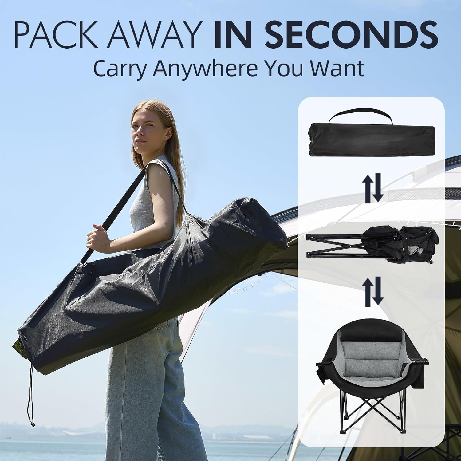 Thumbnail 5 de Oversized Camping Chairs for Adults - Heavy Duty Padded XL Camp Chair by PUVASIA