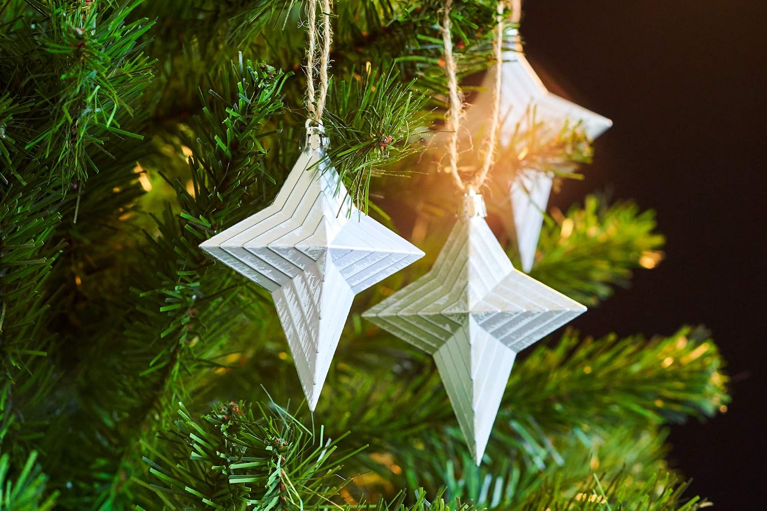 Detalle de HEITMANN DECO Christbaum-Sterne 4er Set, weiß, ca. 10x10x3 cm