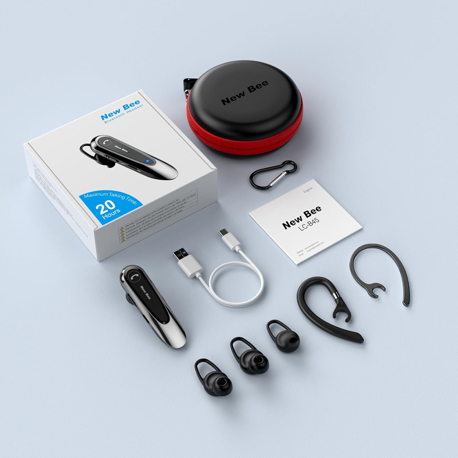 Thumbnail 6 de New Bee Bluetooth Headset B45 Freisprech – Dual-Mikrofon, V5.0, 20 h Sprechzeit