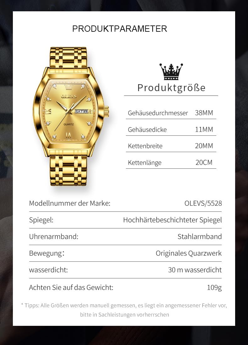 Thumbnail 5 de OLEVS Herrenuhr Business Luxus Diamond Moon Phase Chronograph Mode (Quarz) – wasserdicht bis 30 m