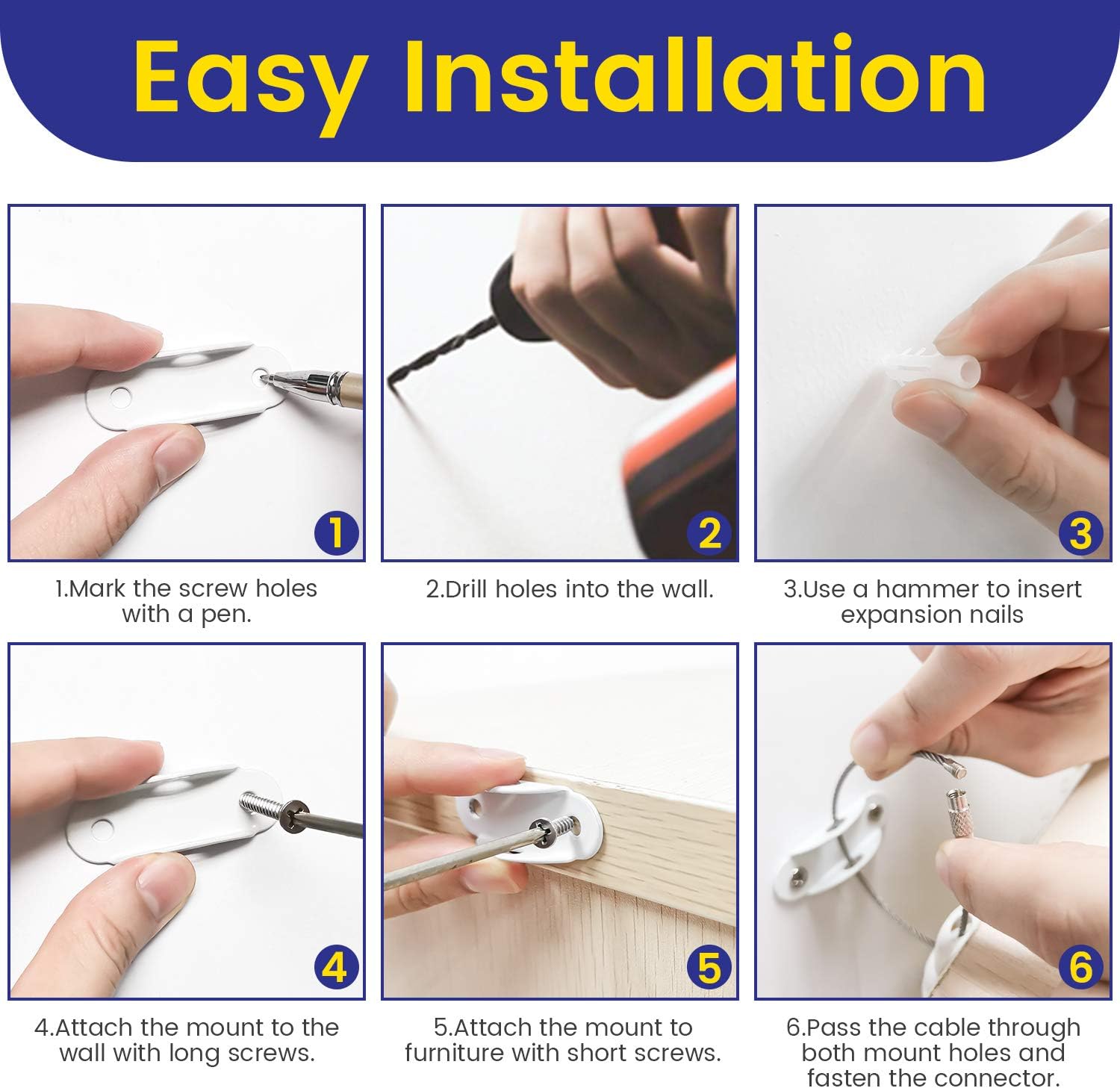 Thumbnail 5 de Furniture Straps 10 Pack child safety straps for cabinets