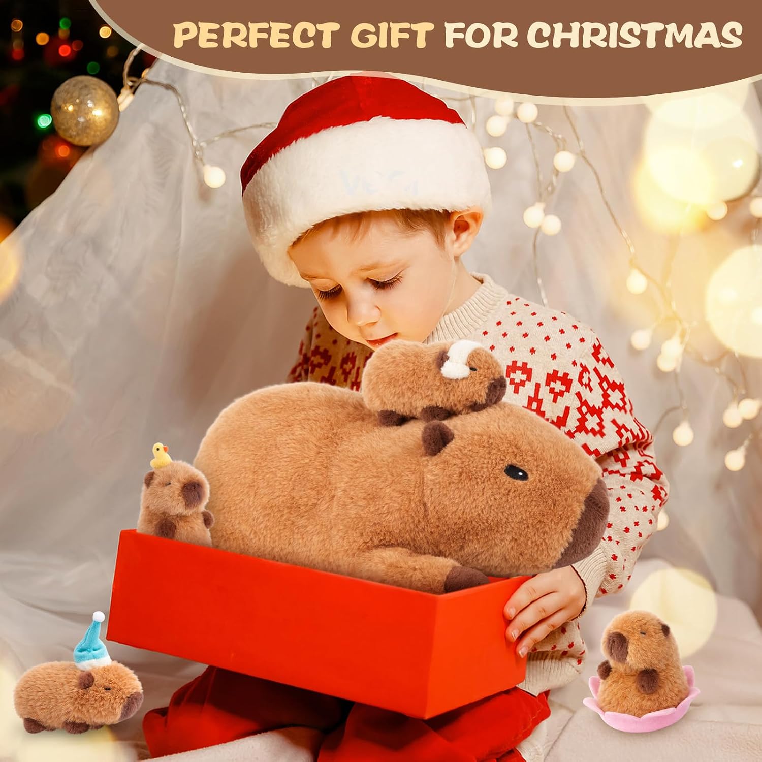 Thumbnail 6 de SuzziPals Lotus Capybara Plush with 4 Babies, 17-Inch Mom and Washable Set