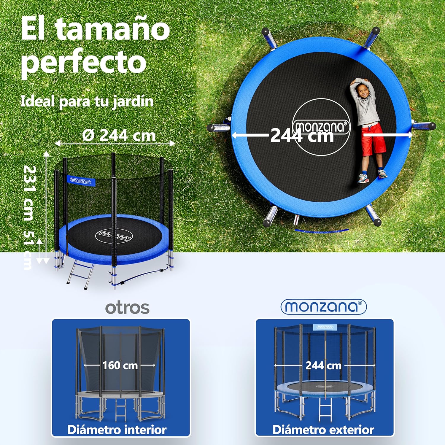 Thumbnail 6 de Monzana Trampolín 244 cm jardín