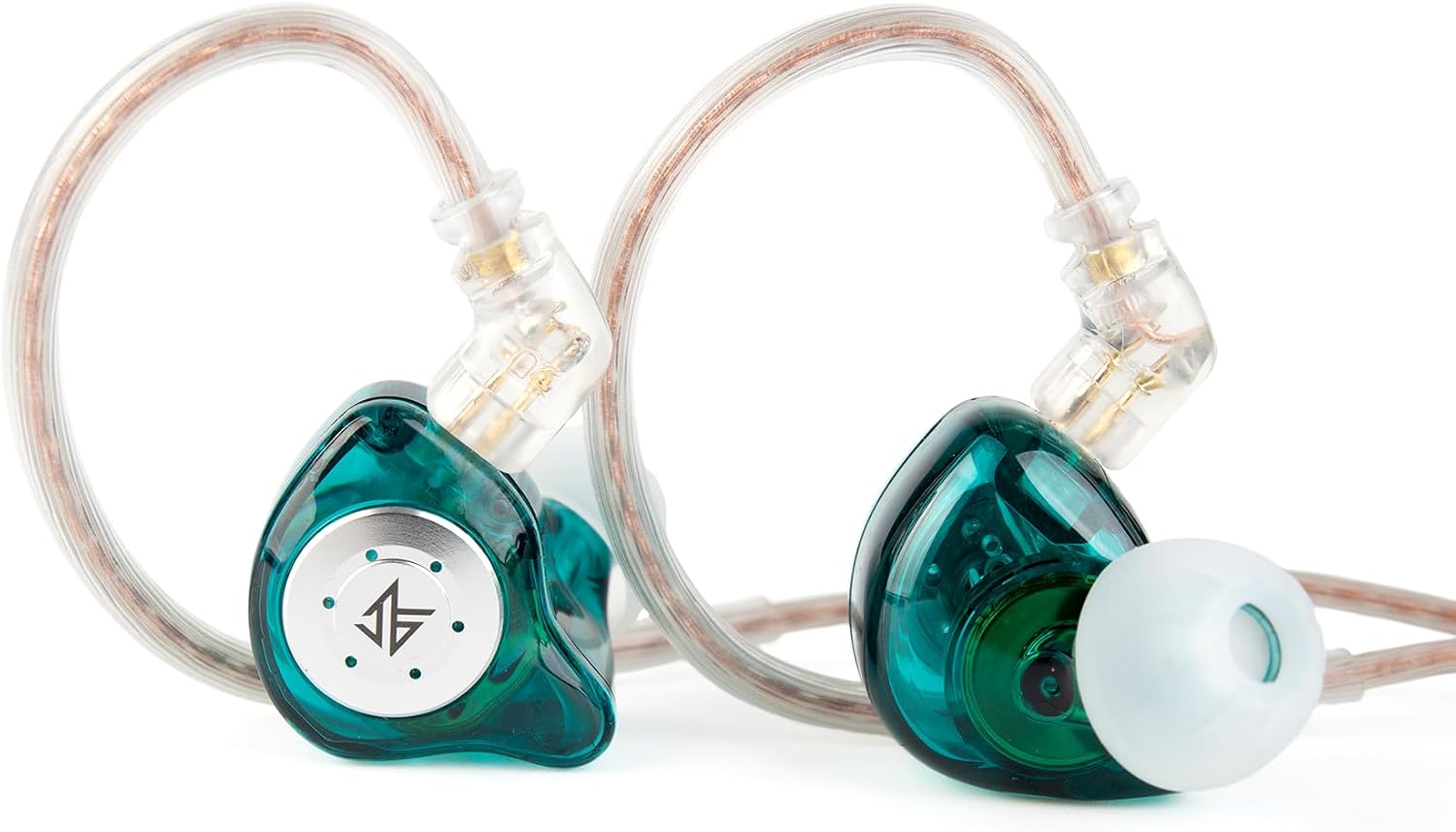 Detalle de Yinyoo KZ EDX PRO Earphones: 1 Dynamic Driver, 10mm Bass-Driven Sound, Detachable Cable with Mic (Cyan)