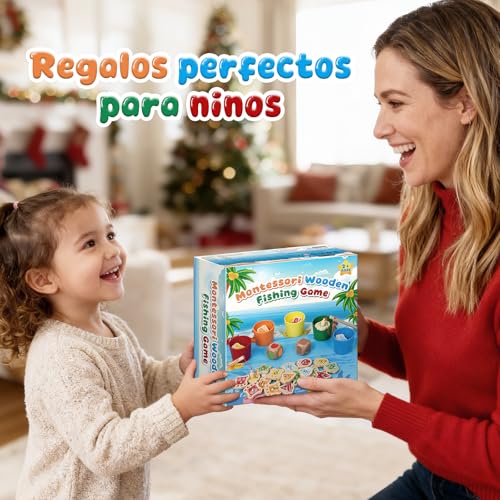 Thumbnail 6 de Lubolee Juguetes Niños 2-4 Años: Juego de Pesca Montessori en Madera con Animales Marinos y Alfombra de Almacenamiento