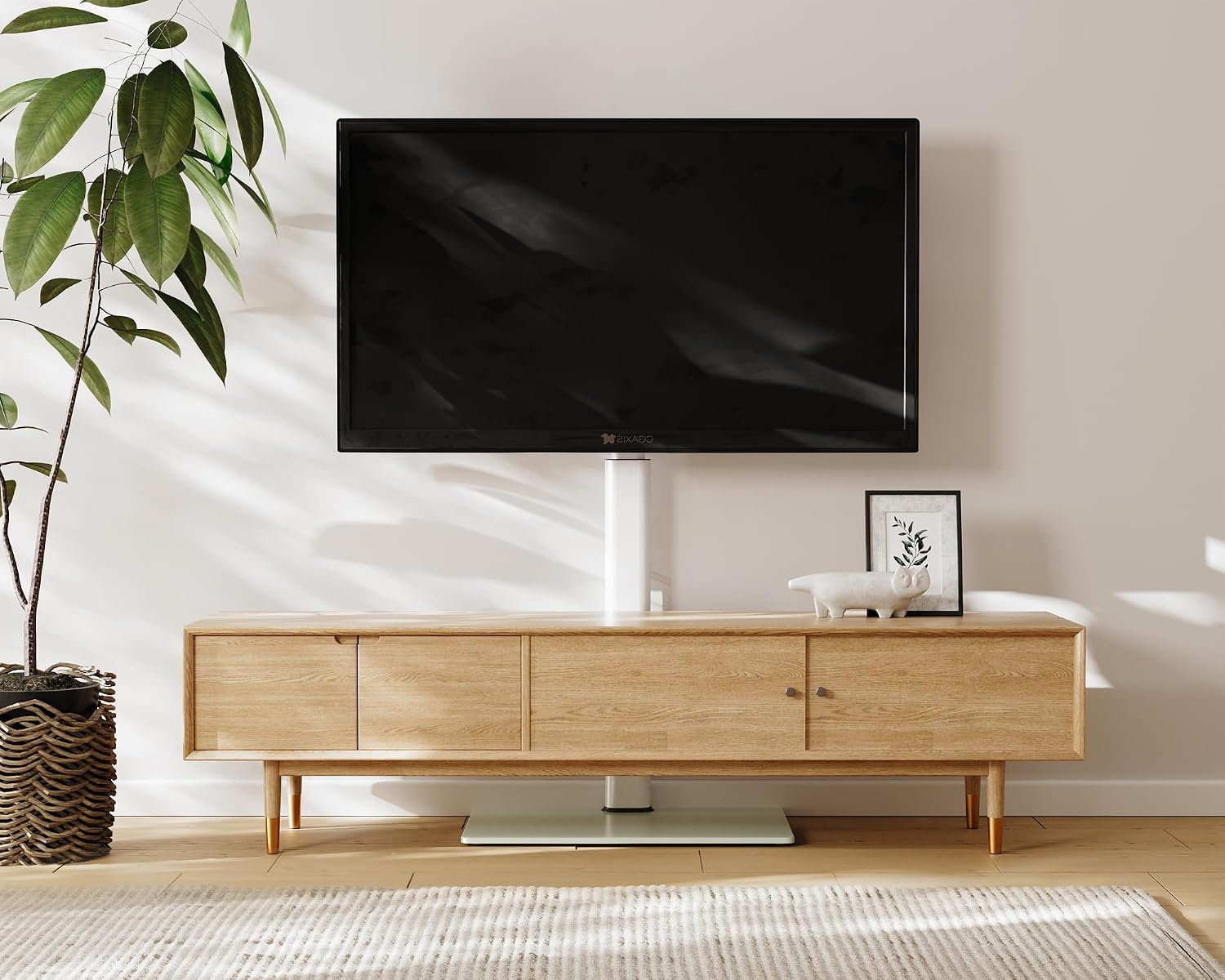 Thumbnail 1 de FITUEYES White TV Floor Stand for 32–60 inch TVs with Swivel Bracket