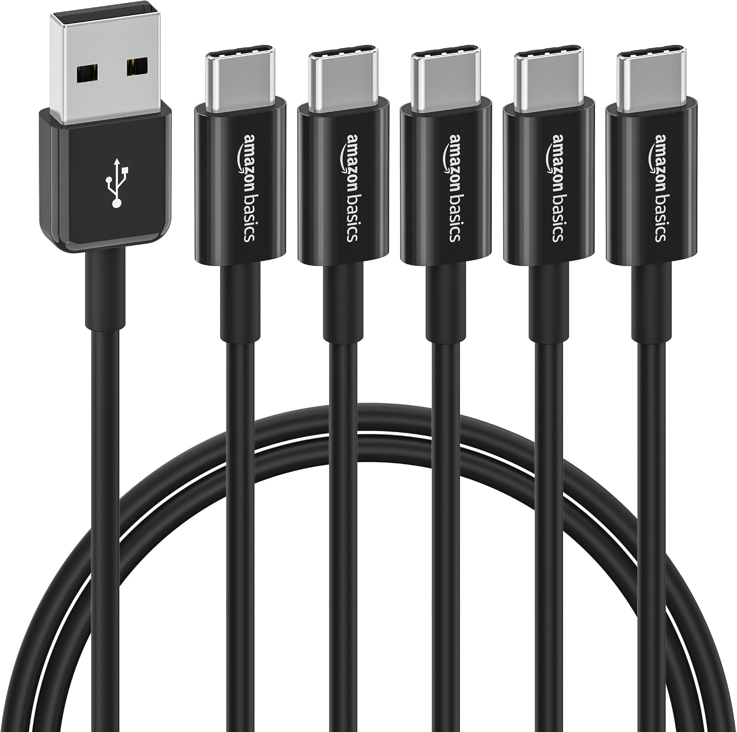 Detalle de Amazon Basics 5-Pack USB-C to USB-A 3ft
