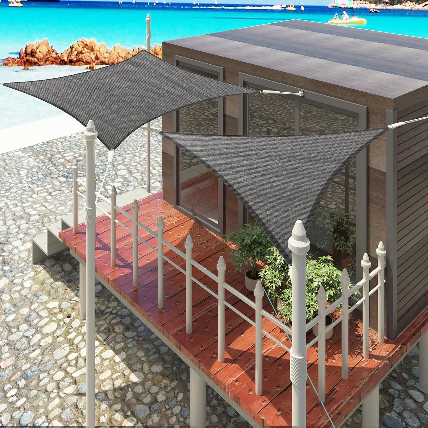 Detalle 2 de EUGAD Toldo Vela de Sombra Rectangular/triangular ☂️ Impermeable y UV