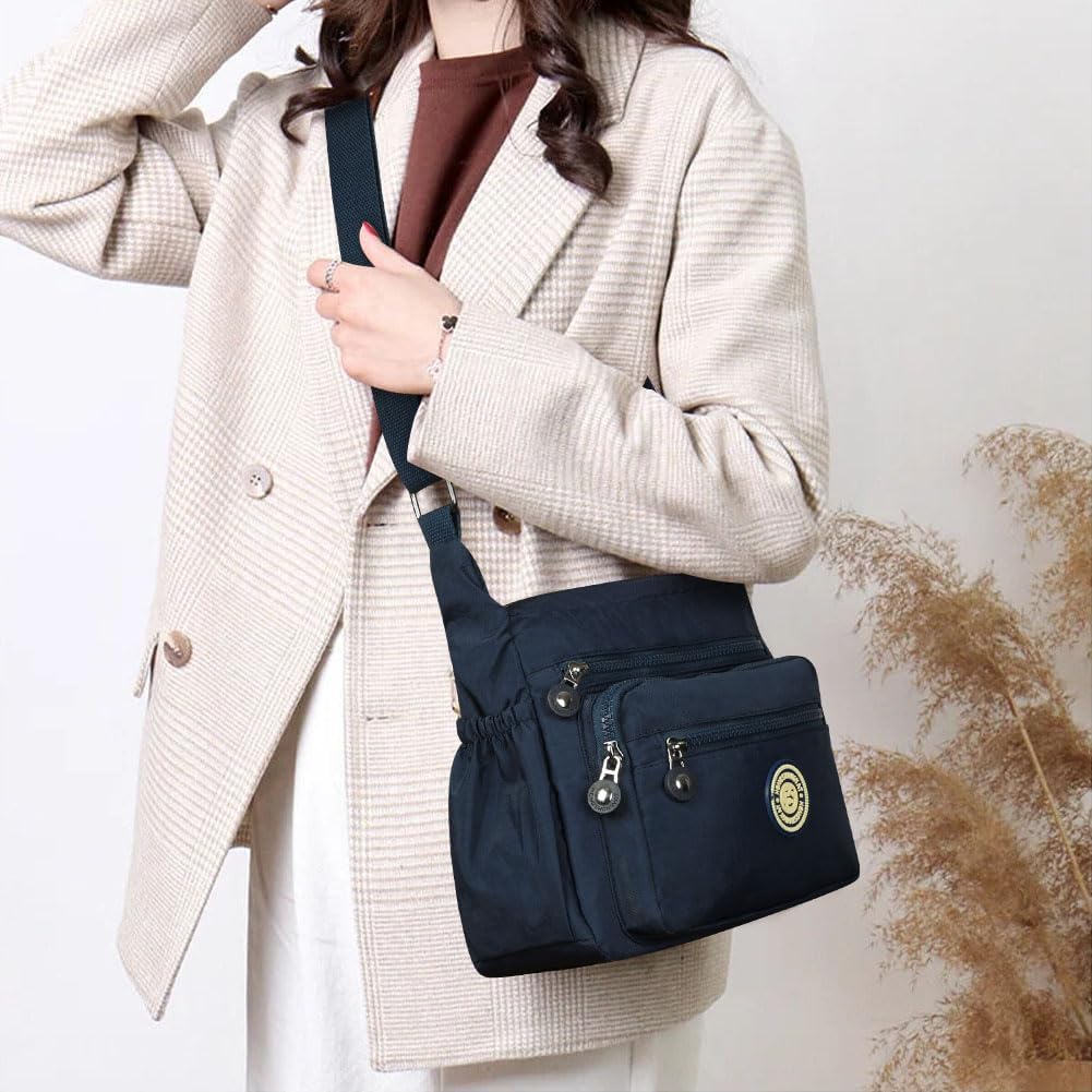 Detalle 2 de Aucuu Nylon Umhängetasche Damen 3 Vordertaschen